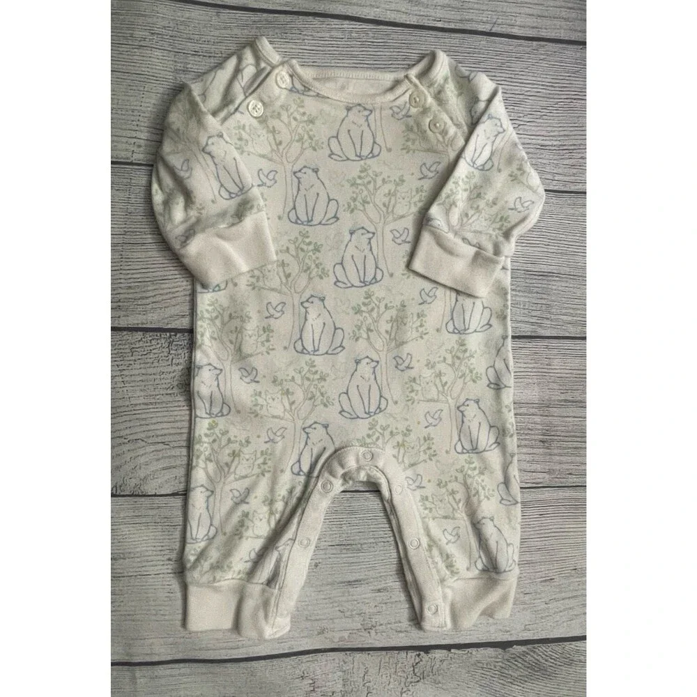 Janie & Jack Blue Bears Green Baby Boy Pajamas Size 0-3 months, Size Newborn